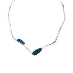 Sterling Silver Dark Blue Opal Neck Cuff