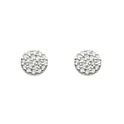 Sterling Silver Dew Disc Cubic Zirconia Earrings