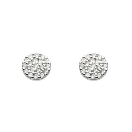Sterling Silver Dew Disc Cubic Zirconia Earrings