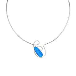 Sterling Silver Freeform Created Opal Cuff Necklace