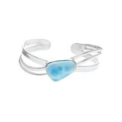 Sterling Silver Freeform Larimar Cuff Bracelet