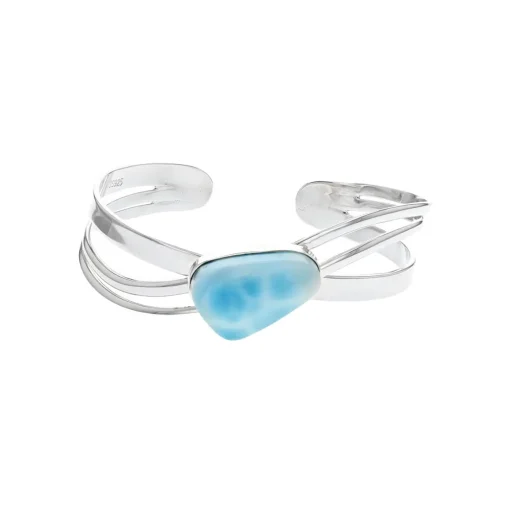 Sterling Silver Freeform Larimar Cuff Bracelet
