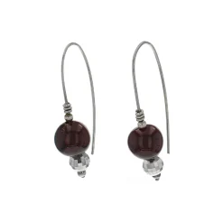 Sterling Silver Garnet Bead Earrings