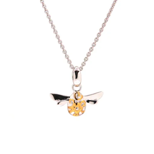 Sterling Silver Gold Plated Blossom Mini Bee Pendant with Chain