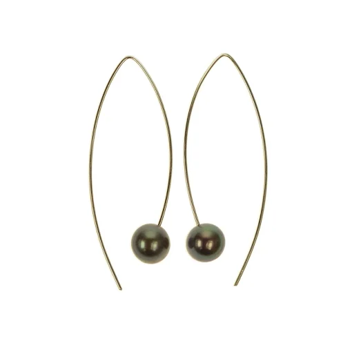 Sterling Silver Grey Pearl Wire Earrings