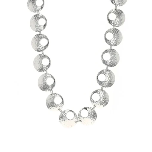 Sterling Silver Hammered Domed Necklace
