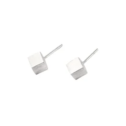 Sterling Silver Large Cube Stud Earrings