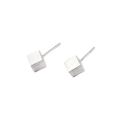 Sterling Silver Large Cube Stud Earrings