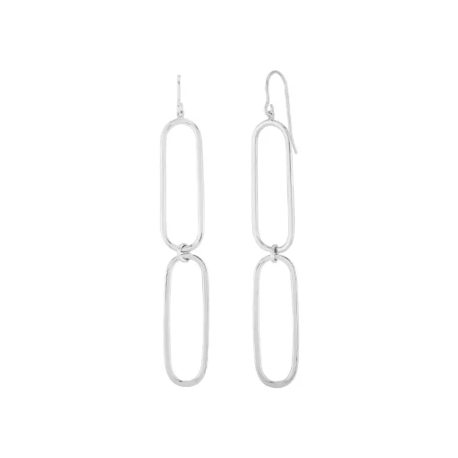 Sterling Silver Large Paperclip Dangle Earrings
