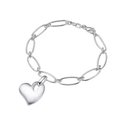 Sterling Silver Link Bracelet with Heart