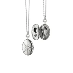 Sterling Silver Midi Starburst Locket with Chain
