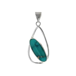 Sterling Silver Oval Cabochon Turquoise Pear-shape Pendant