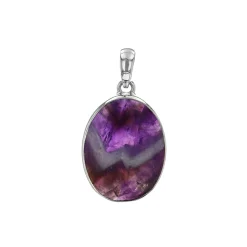 Sterling Silver Oval Chevron Amethyst Pendant