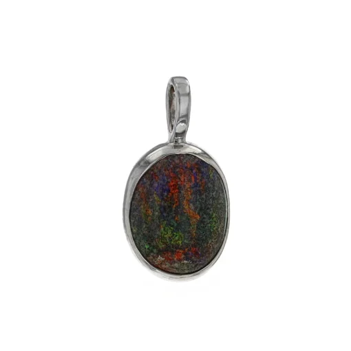 Sterling Silver Oval Opal Pendant