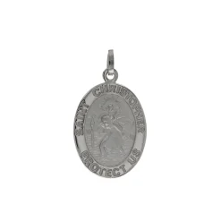 Sterling Silver Oval St. Christopher Pendant