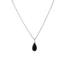 Sterling Silver Pear Black Agate and Diamond Pendant with Chain