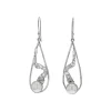 Sterling Silver Pearl Drop Freeform Earrings