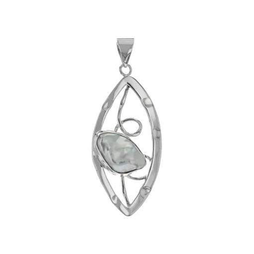 Sterling Silver Pearl Teardrop Pendant