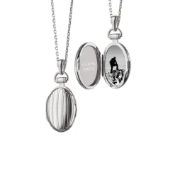 Sterling Silver Petite Engraved Locket with Chain