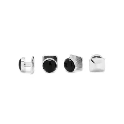 Sterling Silver Plate Onyx Stud Cufflinks