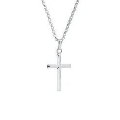 Sterling Silver Polished Cross Pendant with Chain