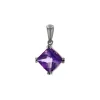 Sterling Silver Princess-Cut Amethyst Pendant