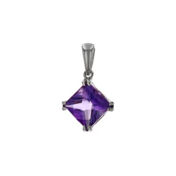 Sterling Silver Princess-Cut Amethyst Pendant
