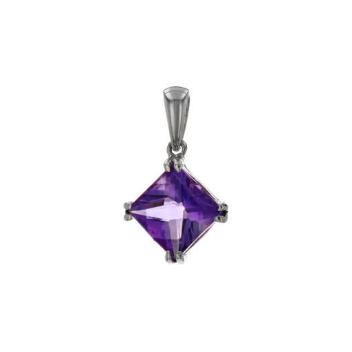 Sterling Silver Princess-Cut Amethyst Pendant