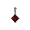 Sterling Silver Princess-Cut Garnet Pendant