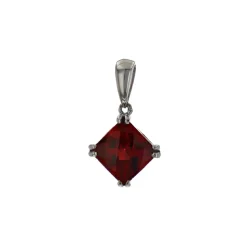 Sterling Silver Princess-Cut Garnet Pendant