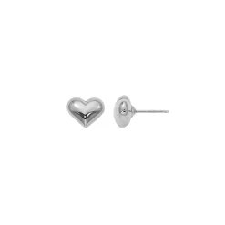 Sterling Silver Puff Heart Stud Earrings