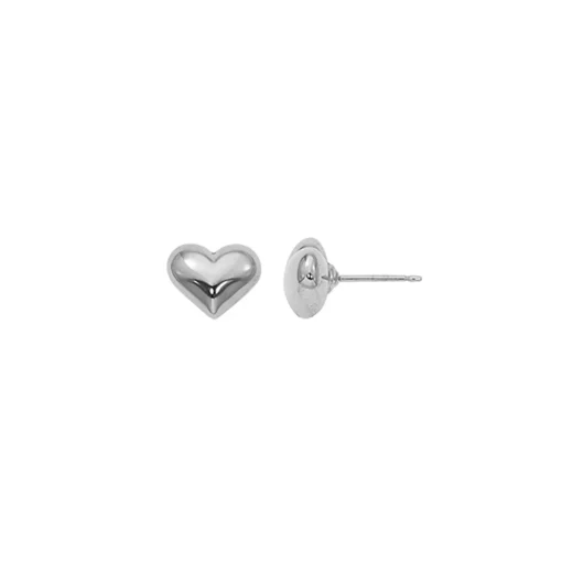 Sterling Silver Puff Heart Stud Earrings