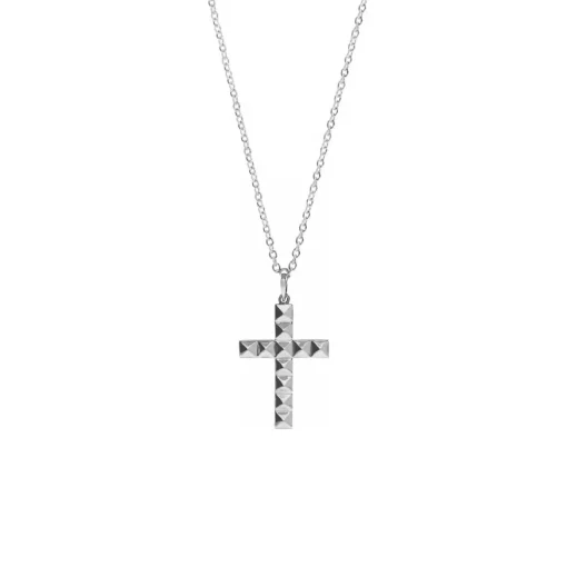 Sterling Silver Pyramid Cross Pendant with Chain