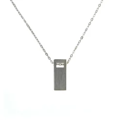 Sterling Silver Rectangular Cutout Pendant with Chain