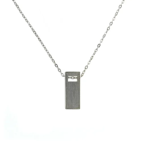 Sterling Silver Rectangular Cutout Pendant with Chain