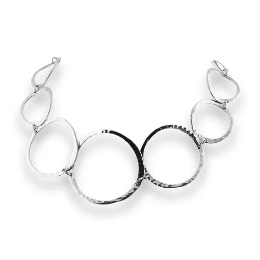 Sterling Silver Ripple Circle Link Necklace