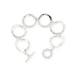 Sterling Silver Ripple Circle Link Bracelet