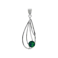 Sterling Silver Round Created Opal Pendant
