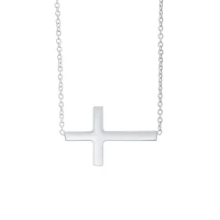 Sterling Silver Sideway Cross Necklace