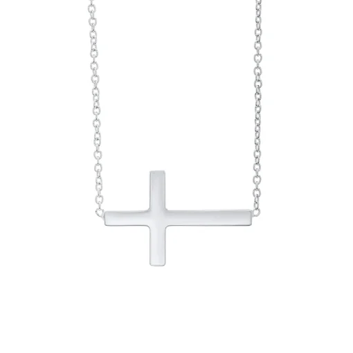 Sterling Silver Sideway Cross Necklace