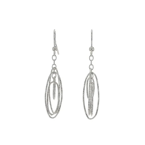 Sterling Silver Small Oval Orbit Earrings