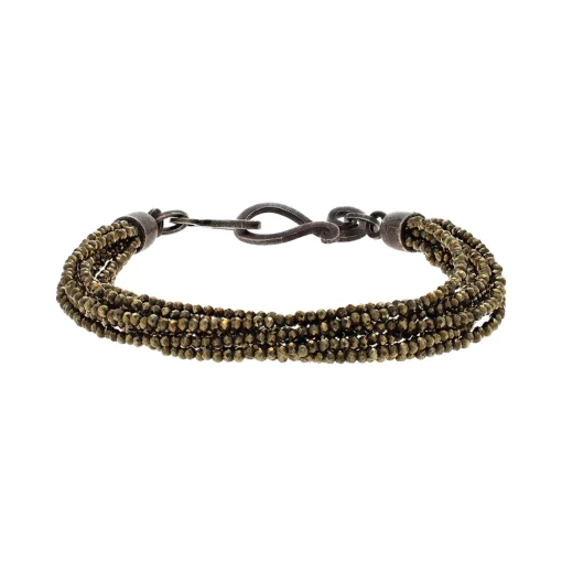 Sterling Silver 5-Strand Pyrite Bracelet