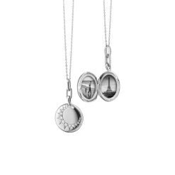 Sterling Silver “Sun” White Sapphire Locket with Chain