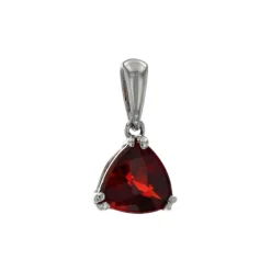 Sterling Silver Trilliant Garnet Pendant