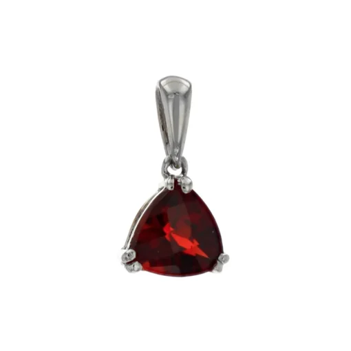 Sterling Silver Trilliant Garnet Pendant