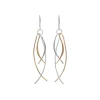Sterling Silver Two-Tone Overlapping Fish Dangle Earrings