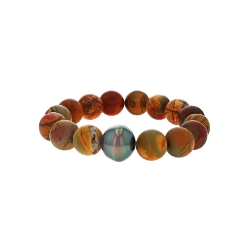 Tahitian Pearl and Picasso Jasper Bracelet