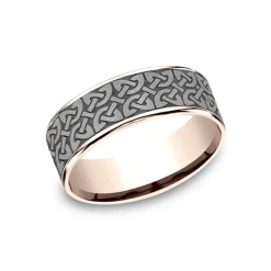Tantalum and 14K Rose Gold Quaternary Knot Wedding Band