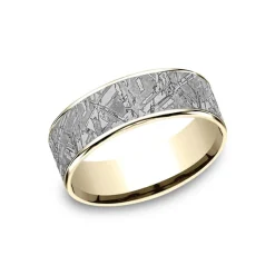 Tantalum Faux Meteorite and 14K Yellow Gold Wedding Band