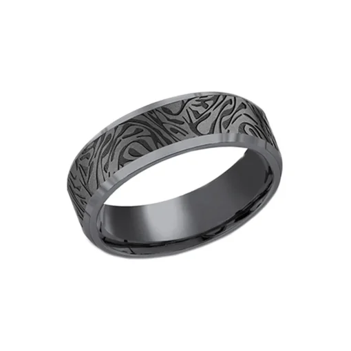 Tantalum Swirl Pattern Wedding Band